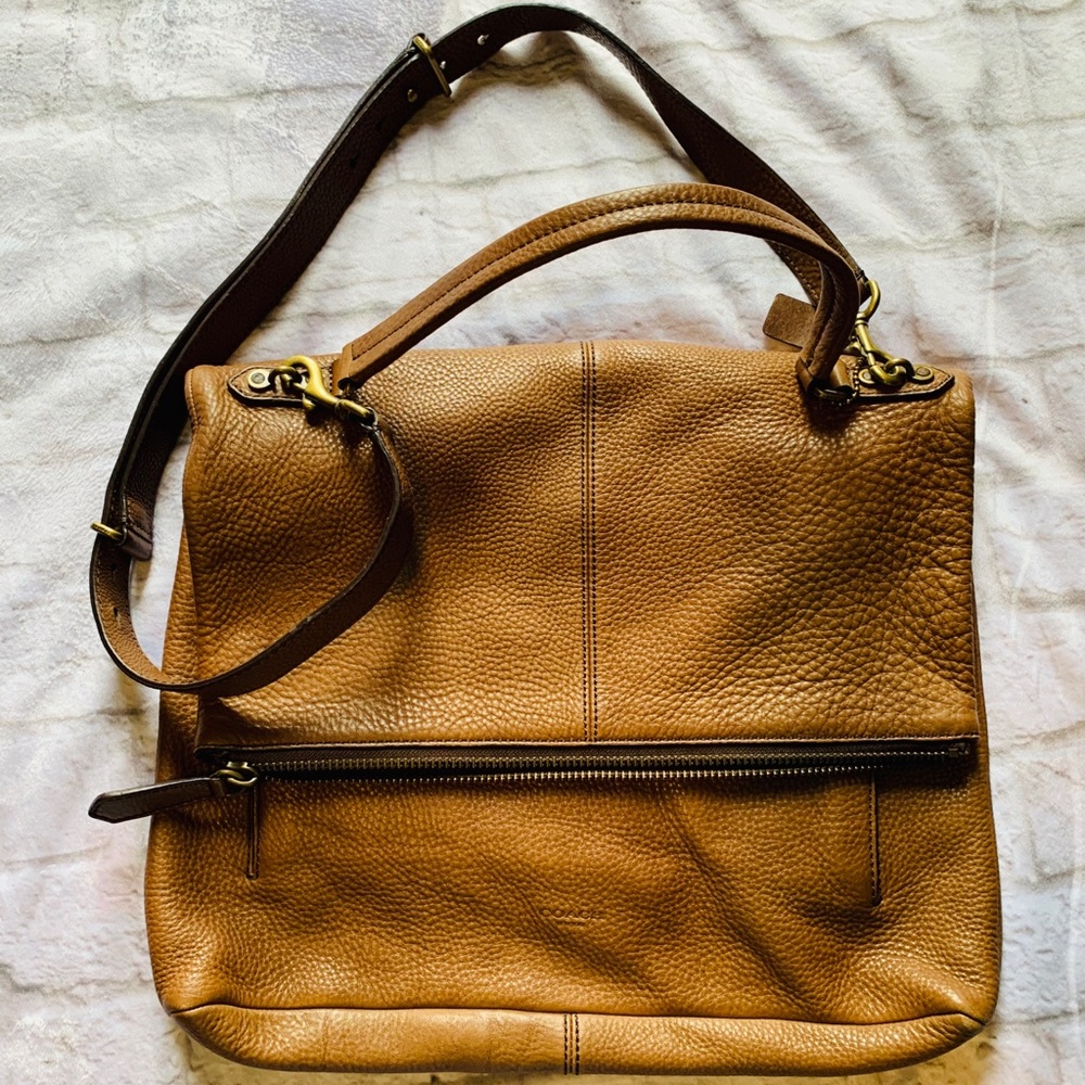 Brown Soft Leather COACH Messenger Bag (Large)